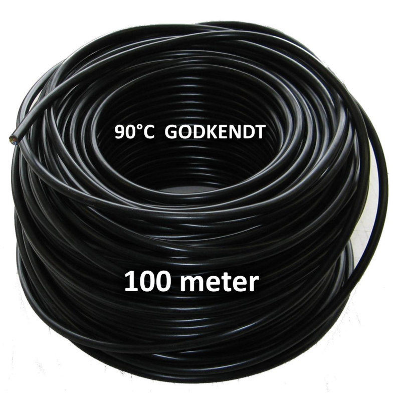 tone pebermynte harpun Downlight kabel SORT 230V 3x1,5mm2 90gr - 100 Meter