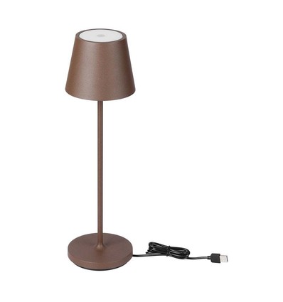 V-Tac opladelig bordlampe, trådløs - Corten, IP54 udendørs bordlampe, touch dæmpbar, model mini