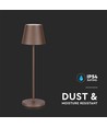 V-Tac opladelig bordlampe, trådløs - Cortenfarvet, IP54 udendørs bordlampe, touch dæmpbar, model mini