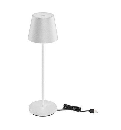 V-Tac opladelig bordlampe, trådløs - Hvid, IP54 udendørs bordlampe, touch dæmpbar, model mini