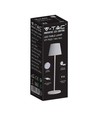 V-Tac opladelig bordlampe, trådløs - Hvid, IP54 udendørs bordlampe, touch dæmpbar, model mini