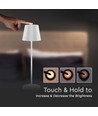 V-Tac opladelig bordlampe, trådløs - Hvid, IP54 udendørs bordlampe, touch dæmpbar, model mini