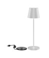 V-Tac opladelig bordlampe, trådløs - Hvid, IP54 udendørs bordlampe, touch dæmpbar, model mini