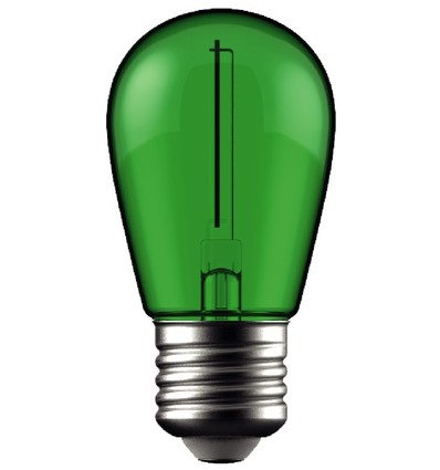 E27 1W LED kronepære i grøn med kultråd