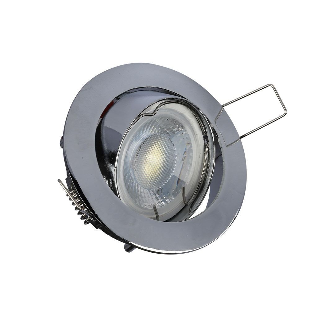 Downlight kit uden lyskilde - Hul: Ø7,4 cm, Mål: Ø8,2 cm, krom, vælg MR16 eller GU10 fatning - Fatning : GU10