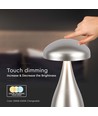 Outlet: V-Tac opladelig CCT bordlampe - Champagne/Guld, IP20, touch dæmpbar, model mini