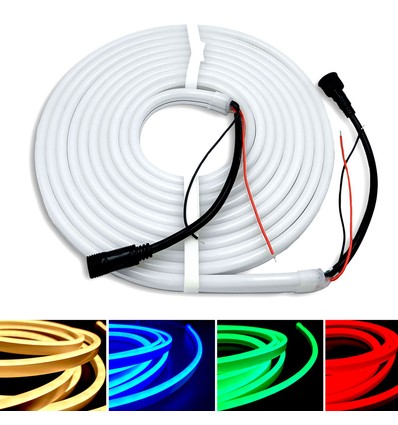 10m RGB+WW Neon Flex LED strip - 24V, 16W/m, IP65, 3000K varm hvid