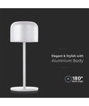 Outlet: V-Tac opladelig CCT  bordlampe - Hvid, IP54, touch dæmpbar, model mini