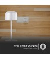 Outlet: V-Tac opladelig CCT  bordlampe - Hvid, IP54, touch dæmpbar, model mini