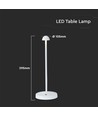 Restsalg: V-Tac opladelig 3i1 bordlampe - Hvid, IP20, touch dæmpbar, model mini