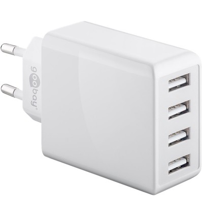 Goobay 30W USB oplader, 4 porte - USB-A, Hvid