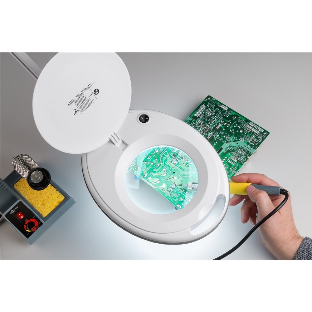 LED luplampe m. bordspænde - 8W (3 dioptri)