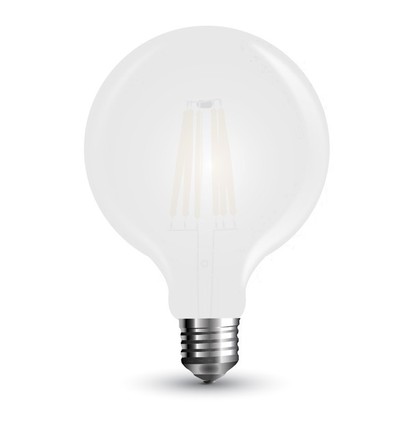 V-Tac 7W LED globepære - Kultråd, Ø12,5 cm, matteret glas, E27