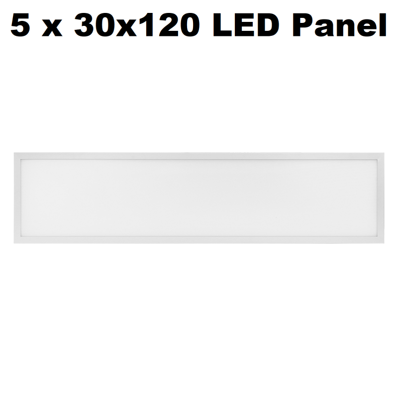 5 x E5 LED Panel 30x120 i 3000K, 40W, 4600Lm - Hvid