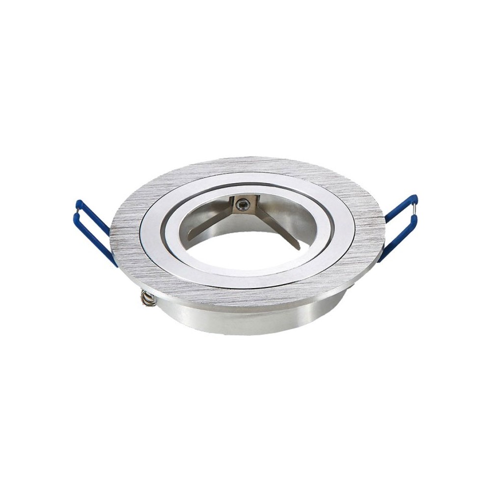 Downlight kit uden lyskilde - Hul: Ø7,5 cm, Mål: Ø9,1 cm, børstet aluminium, vælg MR16 eller GU10 fatning - Fatning : Uden fatning