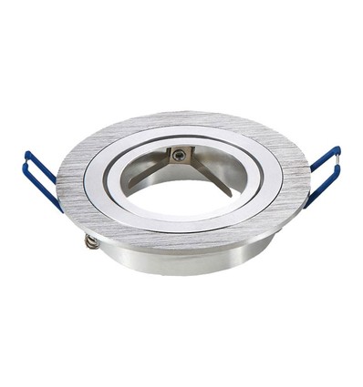 MR16 eller GU10 Downlight kit - Uden lyskilde, børstet aluminium, Hul: Ø7,5 cm, Mål: Ø9,1 cm