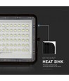 15W Solcelle projektør LED - IP65, Sort, inkl. solcelle, fjernbetjening, indbygget batteri
