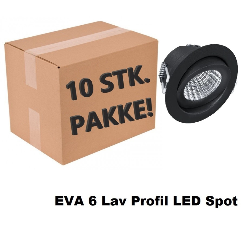 Se EVA 6 LED indbygningsspot 6W i 2700K, 520Lm, Ra97 - Sort hos detLED