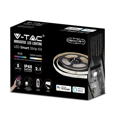 V-Tac 4W/m RGB+CCT LED strip sæt - 5m, 60 LED pr. meter, IP65