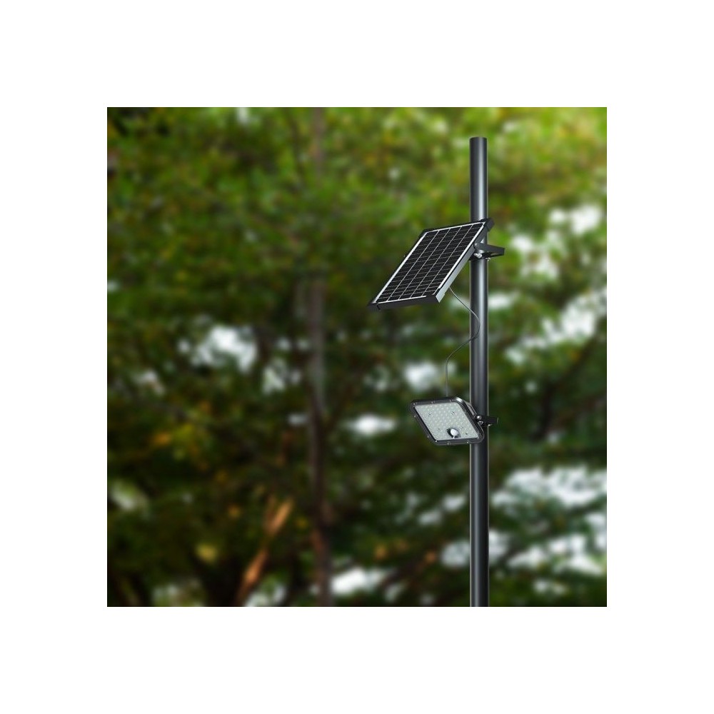 30W Solcelle projektør LED - IP65, Sort, inkl. solcelle, fjernbetjening, indbygget batteri - Kulør : Neutral billede