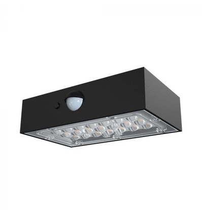 3W Solcelle væglampe LED - IP65, sort, sensor