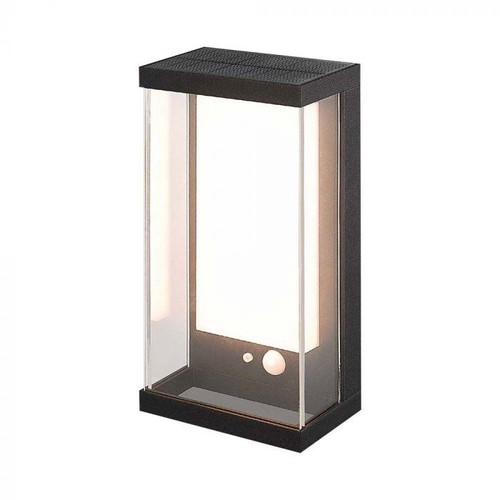 1W Solcelle væglampe LED - IP54, sort, sensor