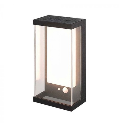 1W Solcelle væglampe LED - IP54, sort, sensor