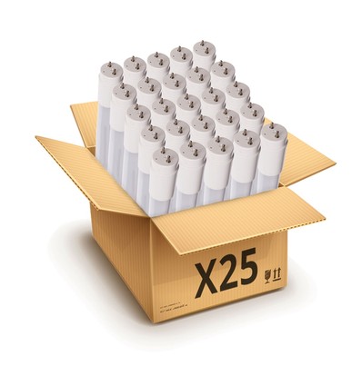 25x 120cm / 18W LED rør - Glas