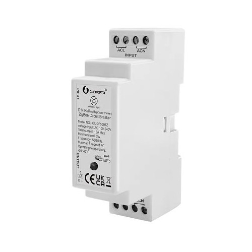 Gledopto ZigBee relæ - DIN-skinne, Zigbee 3.0, 16A