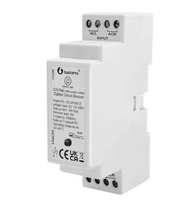 Gledopto ZigBee relæ - DIN-skinne, Zigbee 3.0, 16A