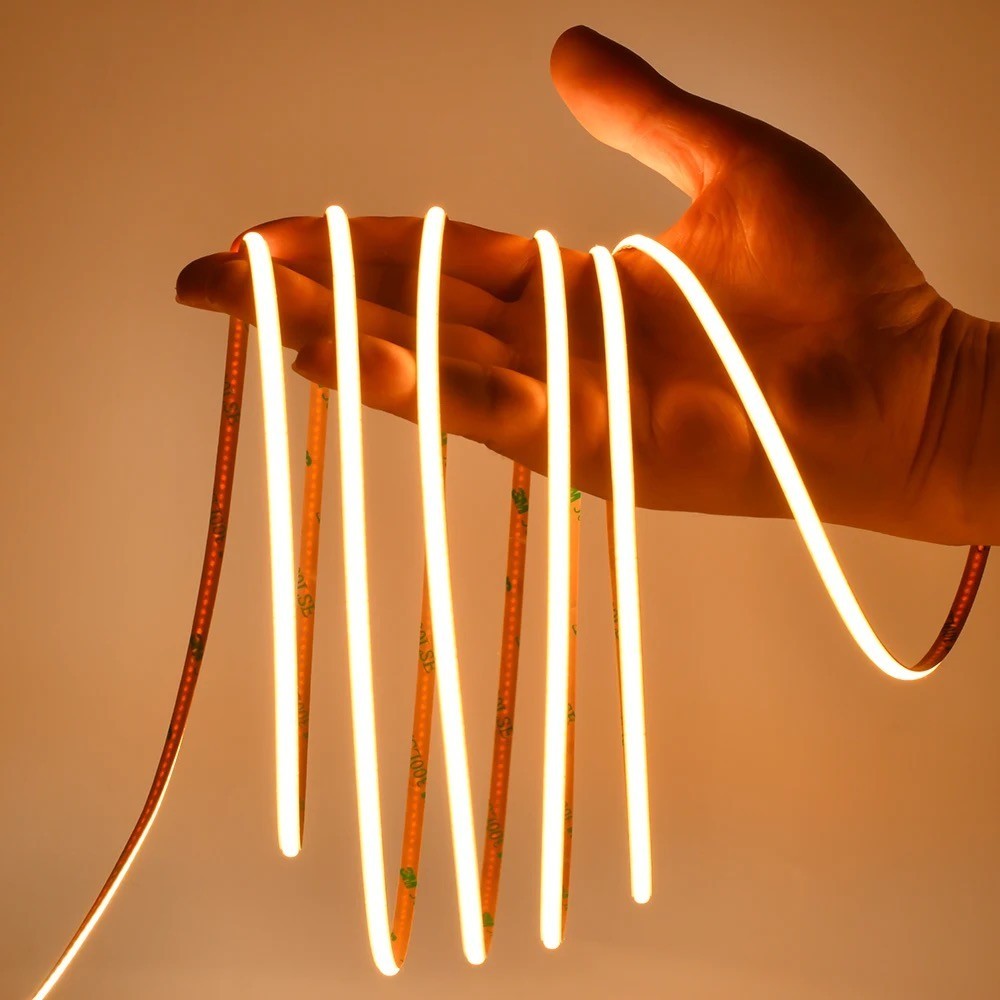 115 cm 8W/m CCT COB-LED strip, RA97 - 24V DC, IP20, Til 120 cm profil, 608 LED pr. meter, 5mm bred - Kulør : CCT (Varm til Kold Hvid)
