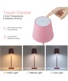 Opladelig LED bordlampe Inde/ude - Pink, touch dæmpbar, CCT, IP54 udendørs