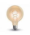 E27 5W LED Globepære Spiral Filament - Ø95mm, Ekstra Varm Hvid, Kultråd