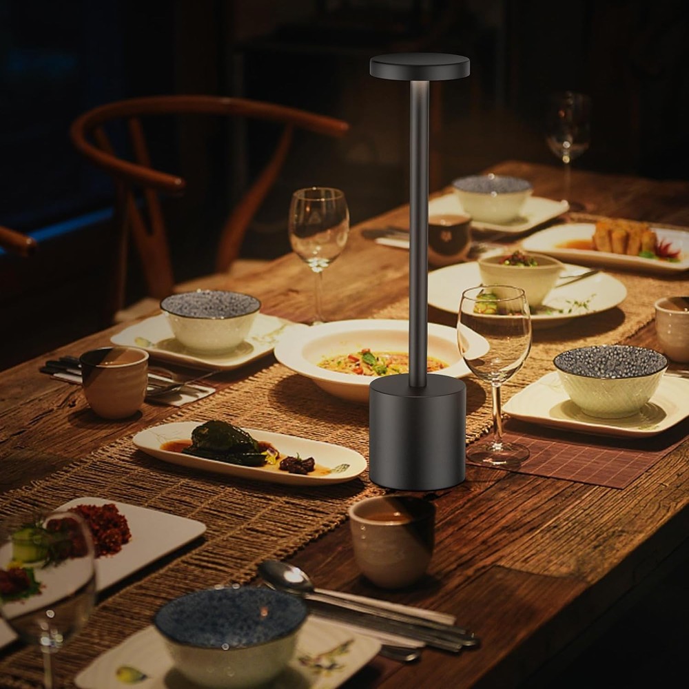 Opladelig LED bordlampe - Sort, touch dæmpbar, CCT, IP20 - Dæmpbar : Dæmpbar, Kulør : CCT (Varm til Kold Hvid) billede