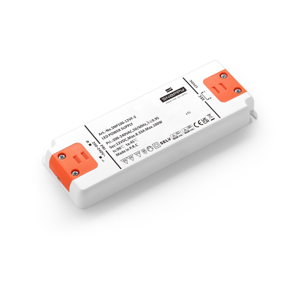 Snappy 100W strømforsyning - 12V DC, 8.33A, IP20 indendørs