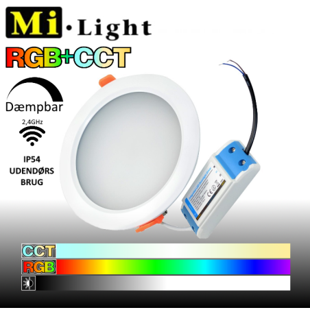 Mi•Light LED panel, RGB+CCT, 86-265V, 15W, IP54, 1200LM, 2,4GHz