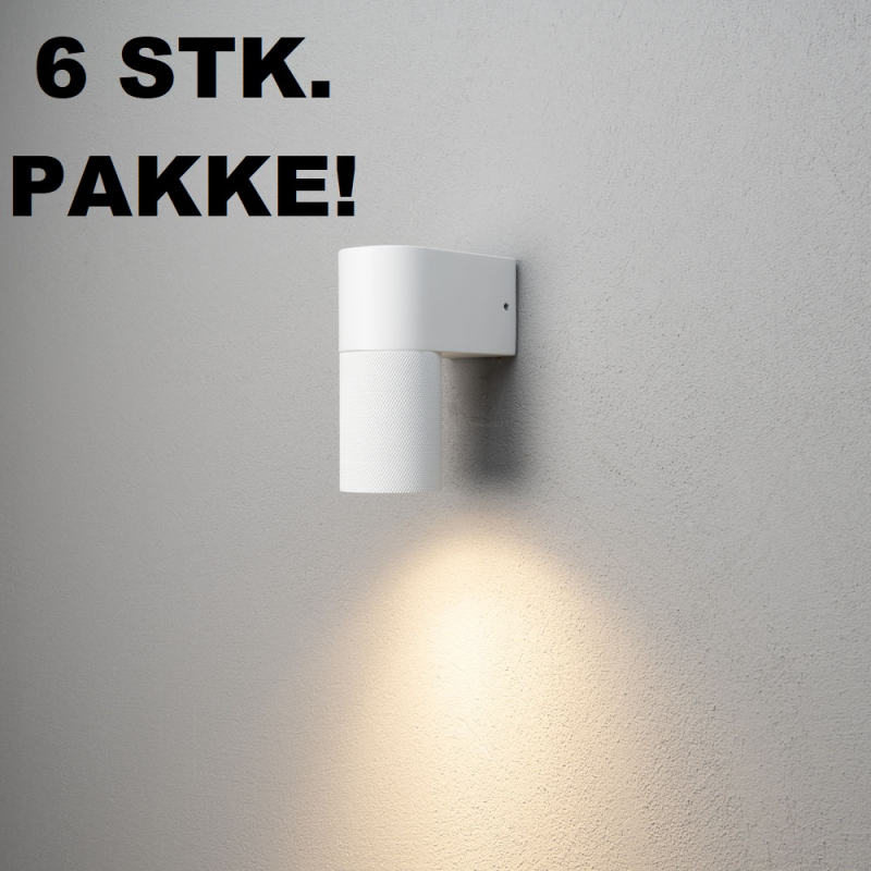 6 x Temi Enkel Udendørs Væglampe Til GU10 i Hvid - Konstsmide