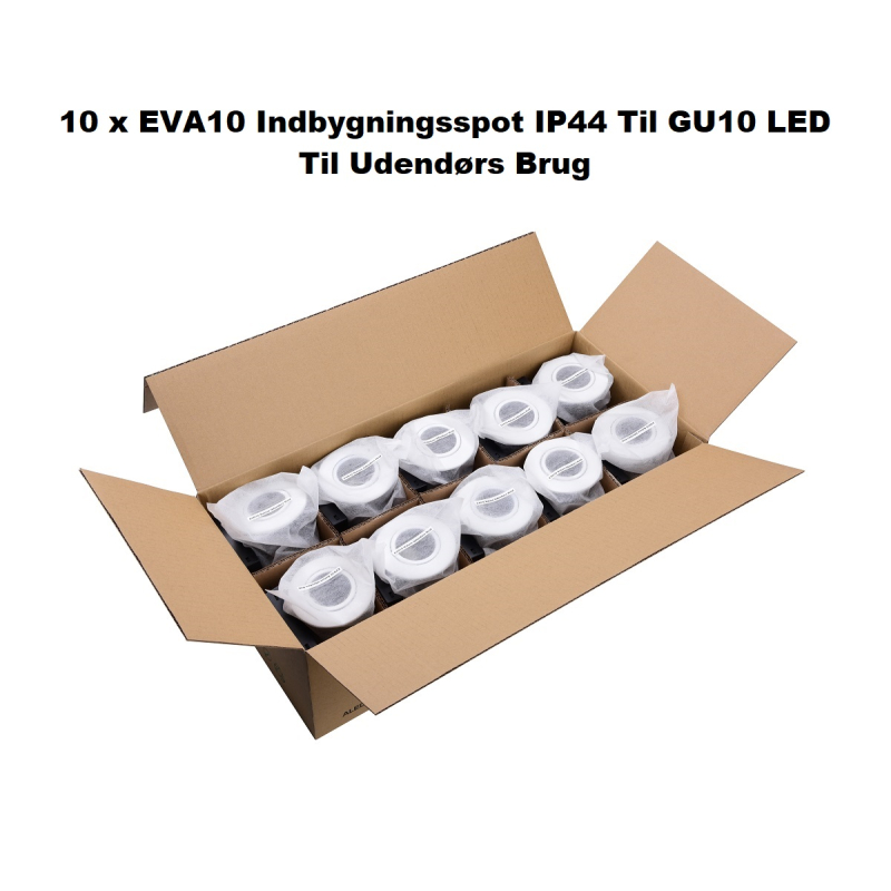 Billede af 10 x EVA10 Udendørs Indbygningsspot 230V Til GU10 LED - Hvid hos detLED