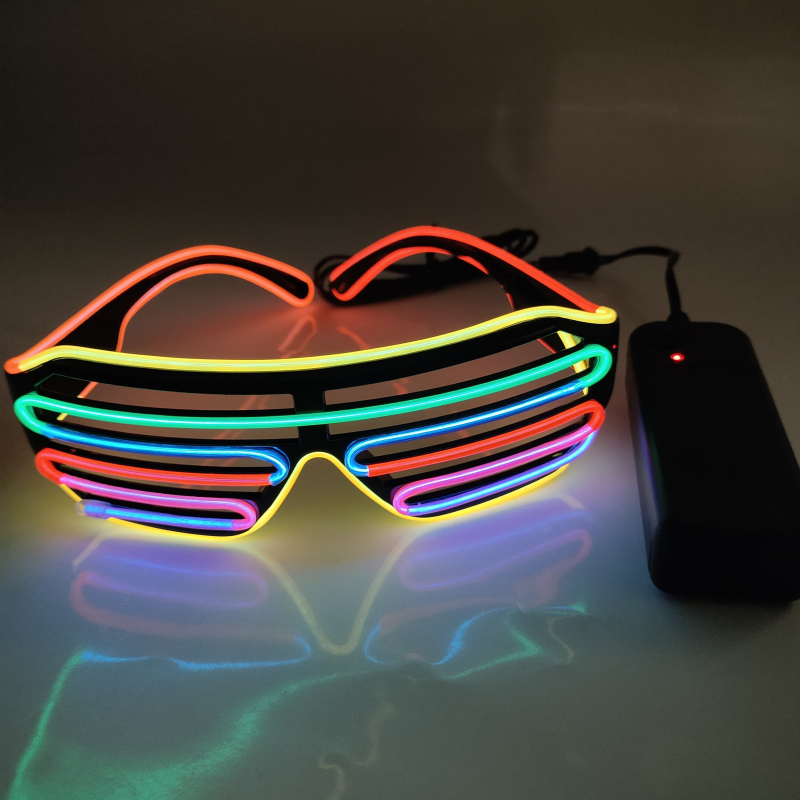 80'er NEON LED Briller Med Farvede Lys og Blinkende Effekt