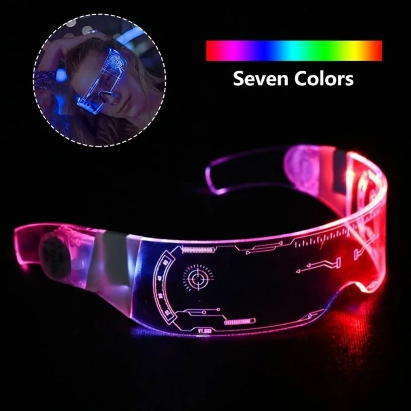 Future LED Briller Med Farvede Lys og Blinkende Effekt