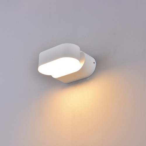 V-Tac 6W LED hvid væglampe - Oval, roterbar 350 grader, IP65 udendørs, 230V, inkl. lyskilde