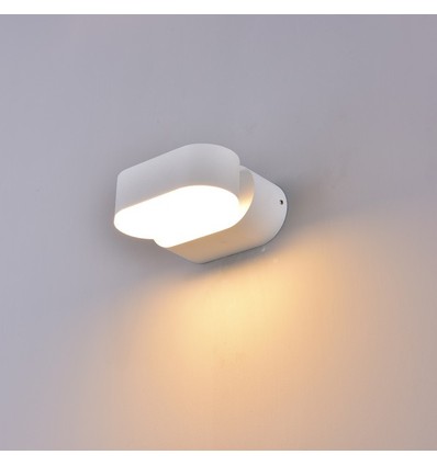 V-Tac 6W LED hvid væglampe - Oval, roterbar 350 grader, IP65 udendørs, 230V, inkl. lyskilde