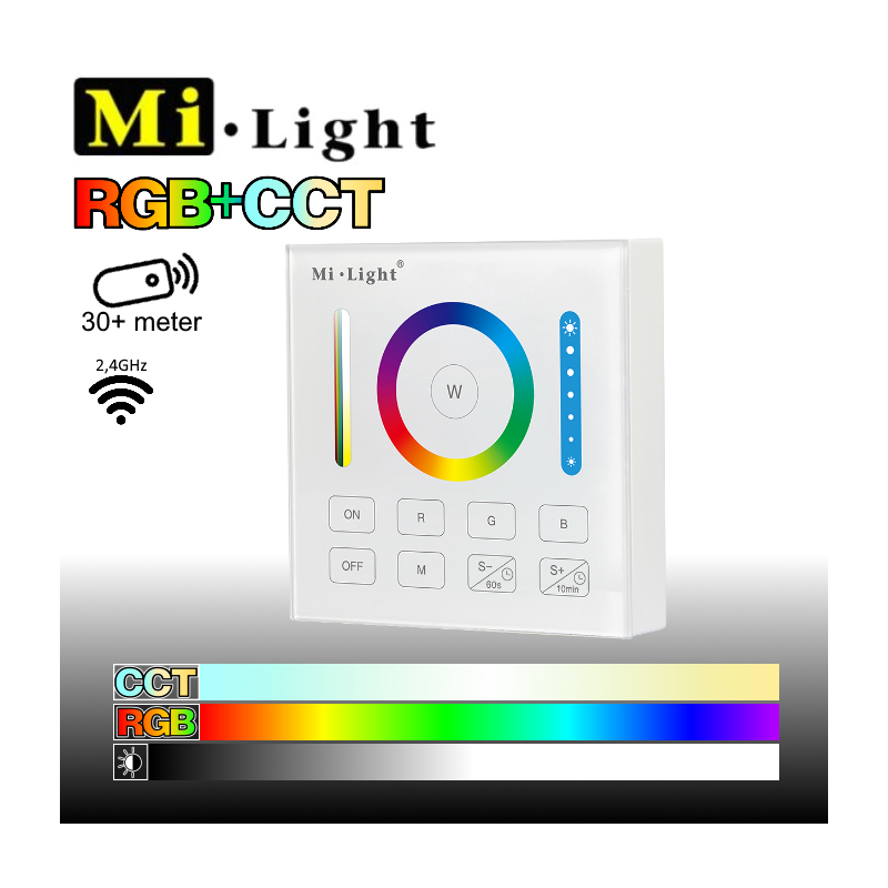 Mi•Light RGB+CCT vægpanel til batteri 2,4GHz - 1 Zone