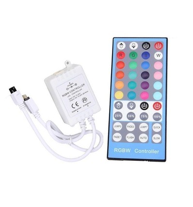 RGB+WW controller med fjernbetjening - Passer kun til RGB+WW strip, infrarød, 12V (96W), 24V (192W)
