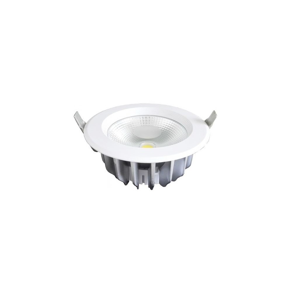 Outlet: V-Tac 10W LED indbygningsspot - Hul: Ø12 cm, Mål: Ø13.5 cm, 230V - Dæmpbar : Ikke dæmpbar, Kulør : Kold