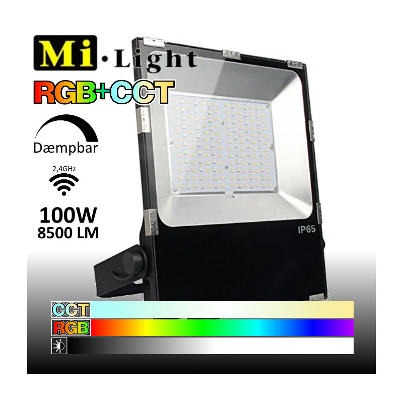 Mi•Light 100W LED projektør RGB+CCT, 10.000Lm, IP65,