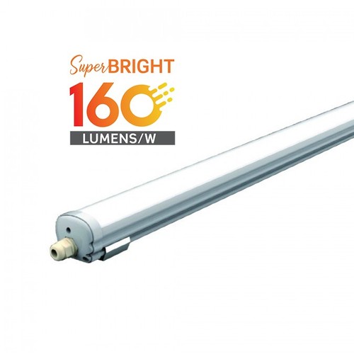 V-Tac vandtæt 32W komplet LED armatur - 150 cm, 160 lm/W, gennemfortrådet, IP65, 230V