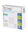 V-Tac 12W LED loftslampe - 14 x 14cm, Højde: 2,4cm, hvid kant, inkl. lyskilde