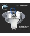 MR16 eller GU10 Downlight kit - Uden lyskilde, børstet aluminium, Hul: Ø7,5 cm, Mål: Ø9,1 cm