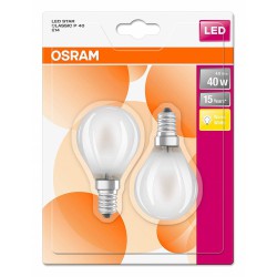Osram Classic E14 LED Pære Mat 4W 2700K 470Lm - 2-Pack